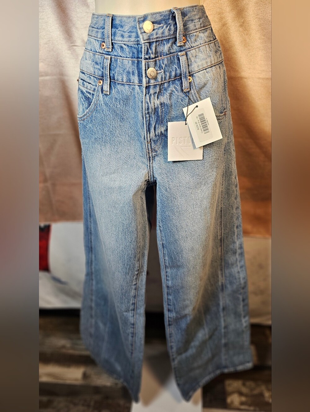 PISTOLA Caleb High Rise Stacked Waist Wide Leg Jeans Size 26 NWT $228 Era